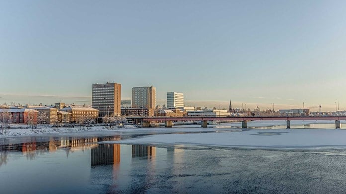 Vintervy över Umeälven